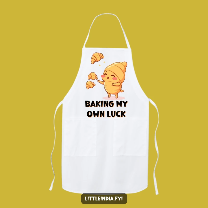 Funny Blushing Croissant Juggling Apron - Bake with Adorable Chaos!