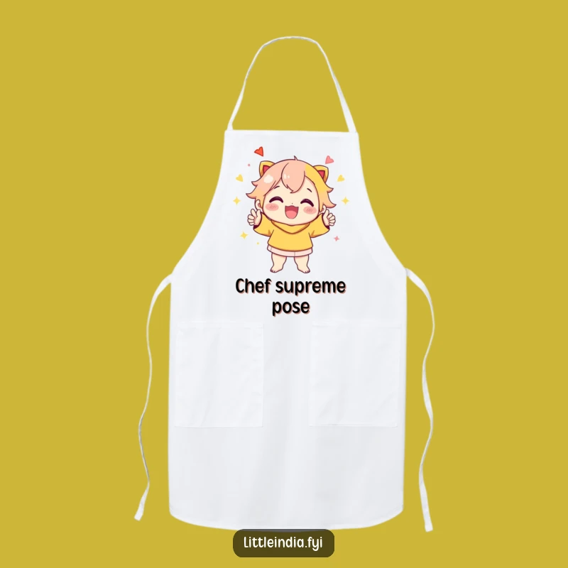 Funny Celebration Apron: Cheerful Cook's Vibrant Pose Kitchenwear, Perfect Funny Gift