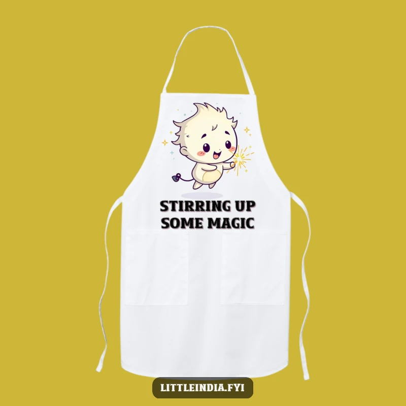 Funny Sparkler Apron: Mischievous Character Cooking with Joyful Trails