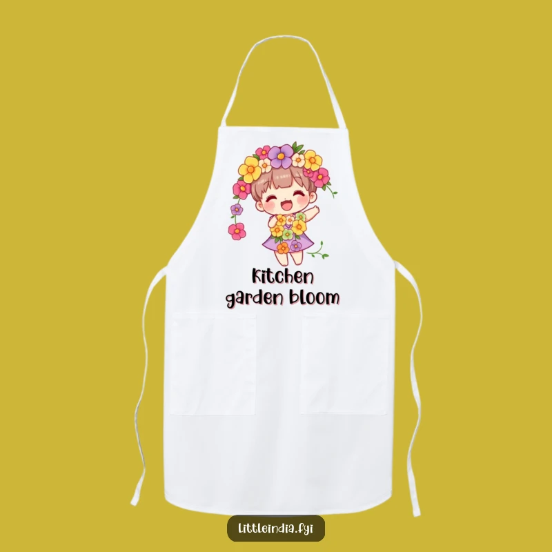 Funny Flower Garland Character Apron - Bloom in the Kitchen with Smiles!
