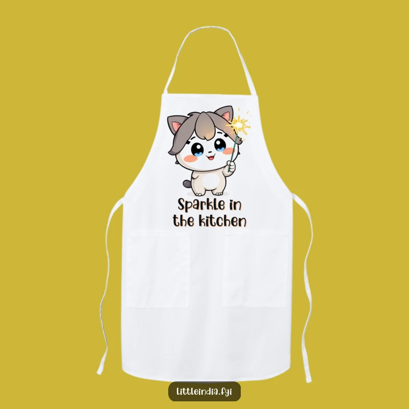 Funny Sparkler Kitchen Party Apron - Happy Character, Festive Cooking, Funny Gift