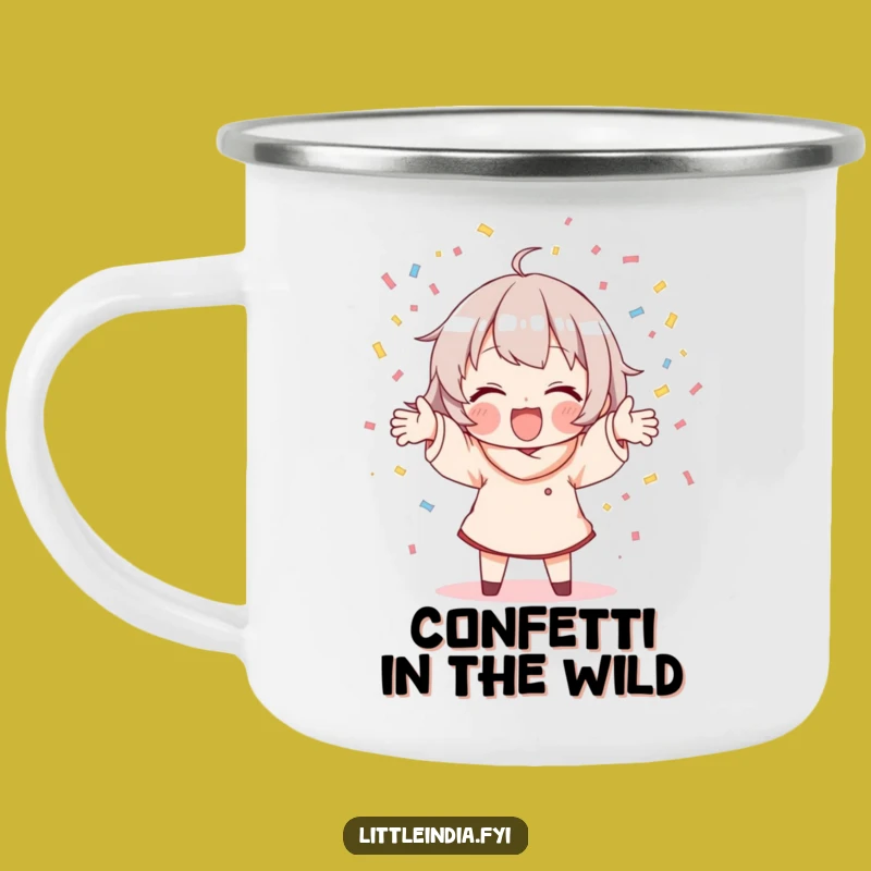 Funny Confetti Scattering Camping Mug: Celebrate Adventures with Joy!