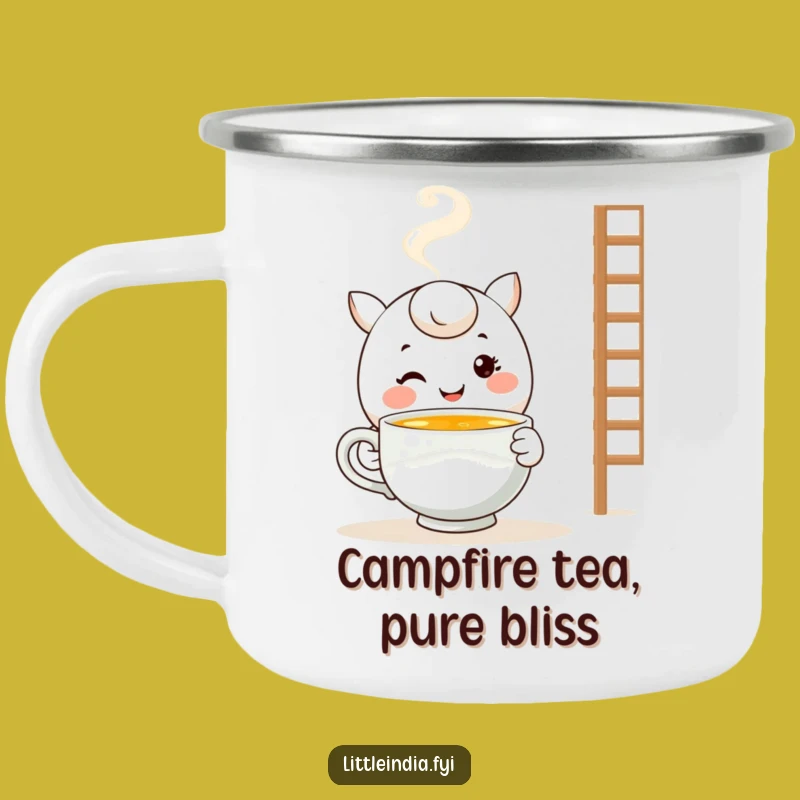 Funny Campfire Tea Mug: Smiling Character Cup - Cozy Outdoor Humor