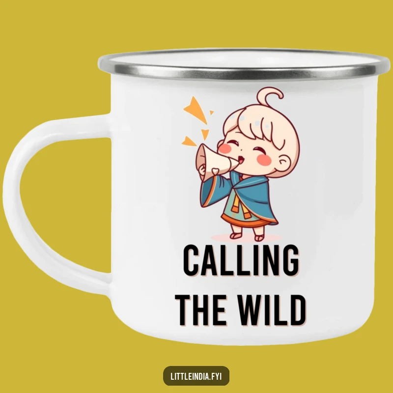 Funny Conch Shell Cheering Character Camping Mug: Adventure Cheers