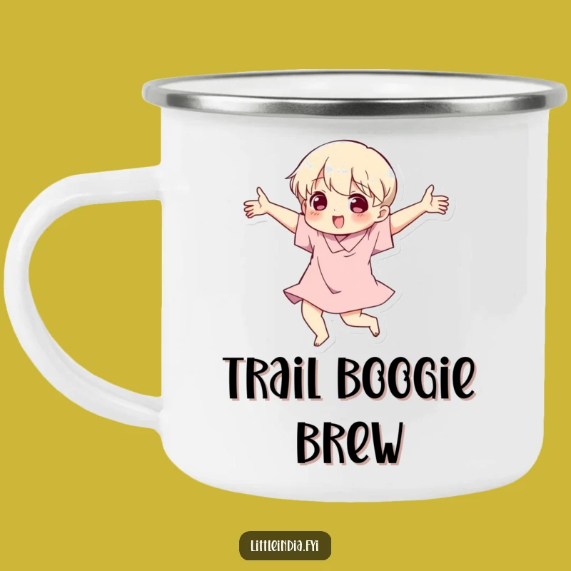 Funny Dancing Character Camping Mug - Expressive Adventures, Humorous Outdoor Gift