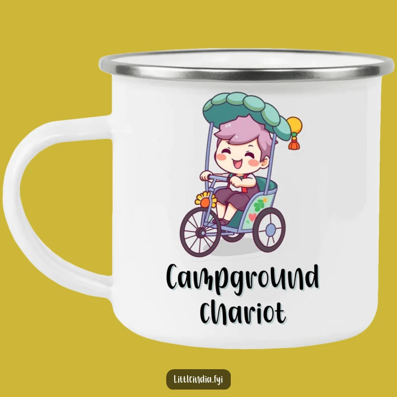 Funny Rickshaw Rider Camping Mug - Playful Journeys, Humorous Outdoor Companion