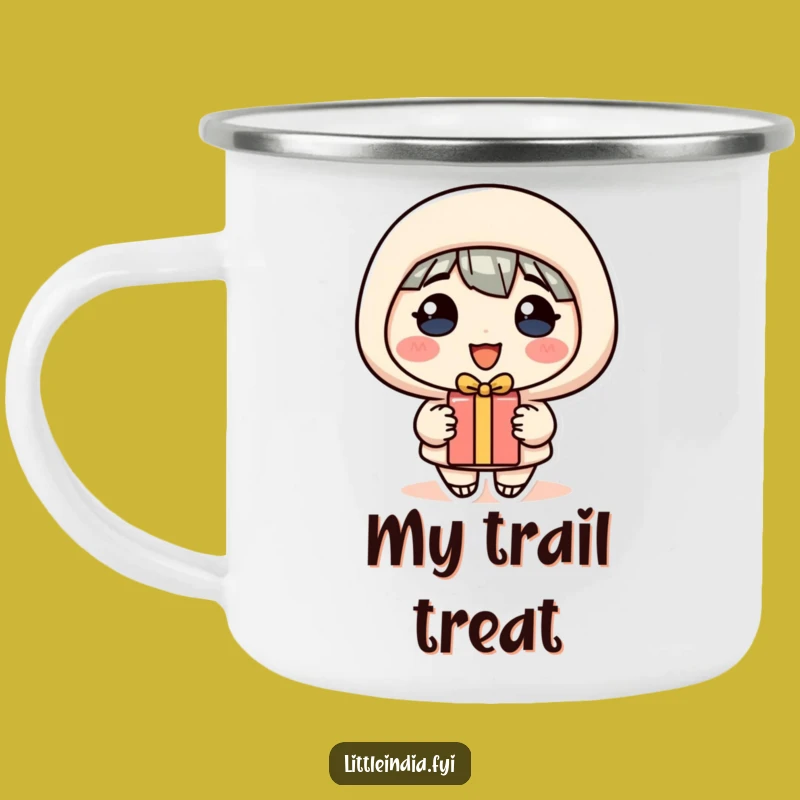 Funny Camping Mug: Cheerful Gifter Character for Adventurous Sips