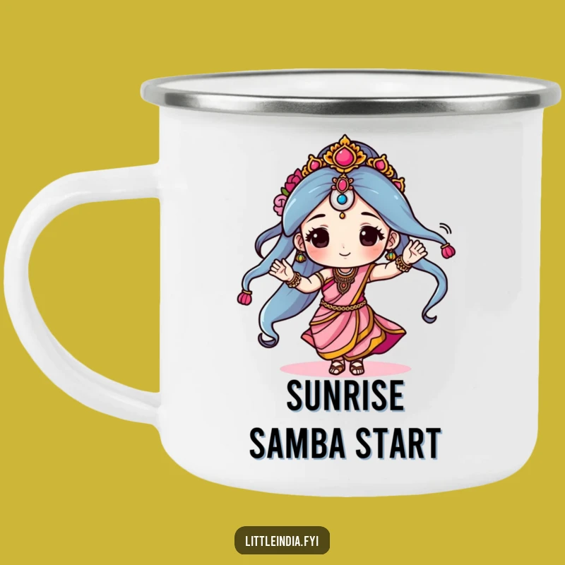 Funny Sari Dancer Camping Mug: Durable Character Dancing in Sari, Ideal Funny Gift