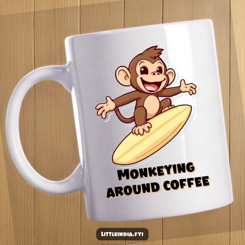 Funny mischievous monkey riding a giant roti like a surfboard, with a wild and adventurous expression, a humorous foodie design.