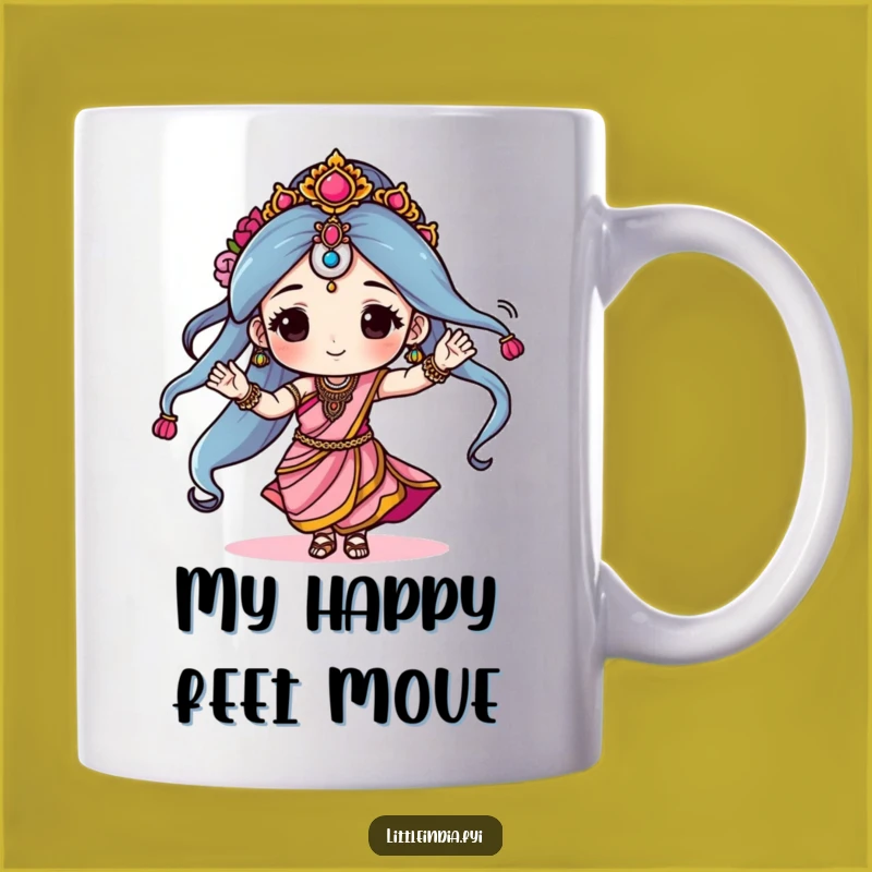 Funny Sari Dancer Mug: A Joyful Character Expressing Happiness, Perfect Gift