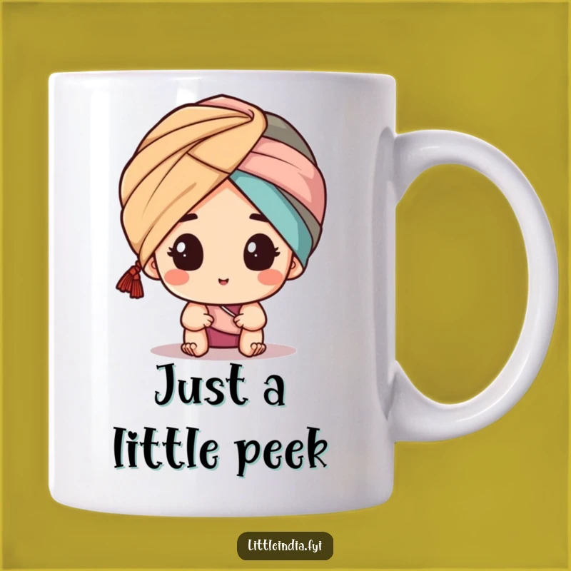 Funny Turban Peeking Mug: Curious Character's Sneaky Smile, Perfect Funny Gift