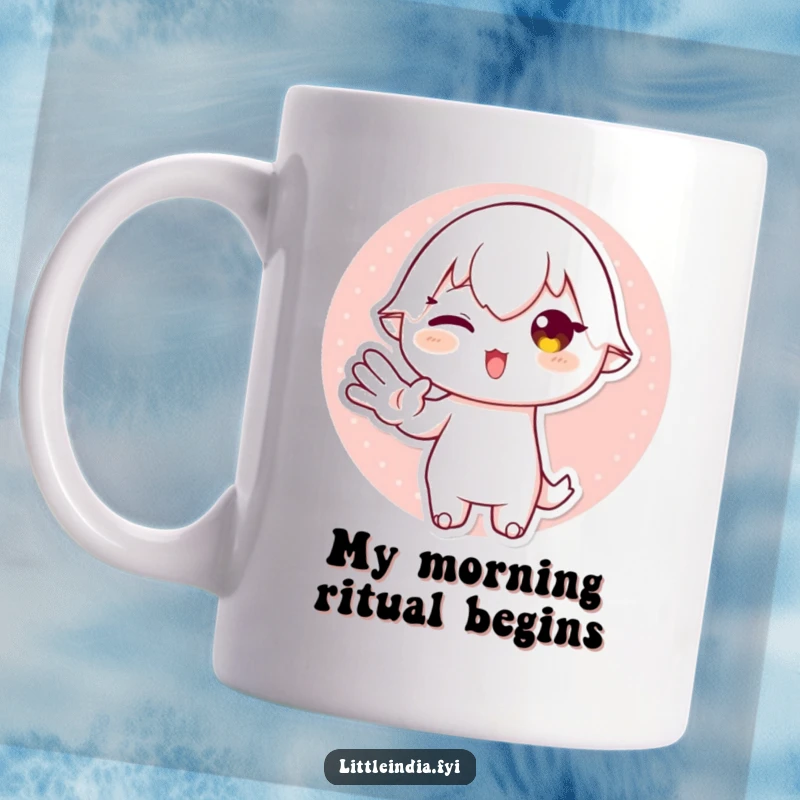 Funny Mug showcasing a playful character doing a graceful, exaggerated hand gesture, perfect for those who love to express themselves with flair.