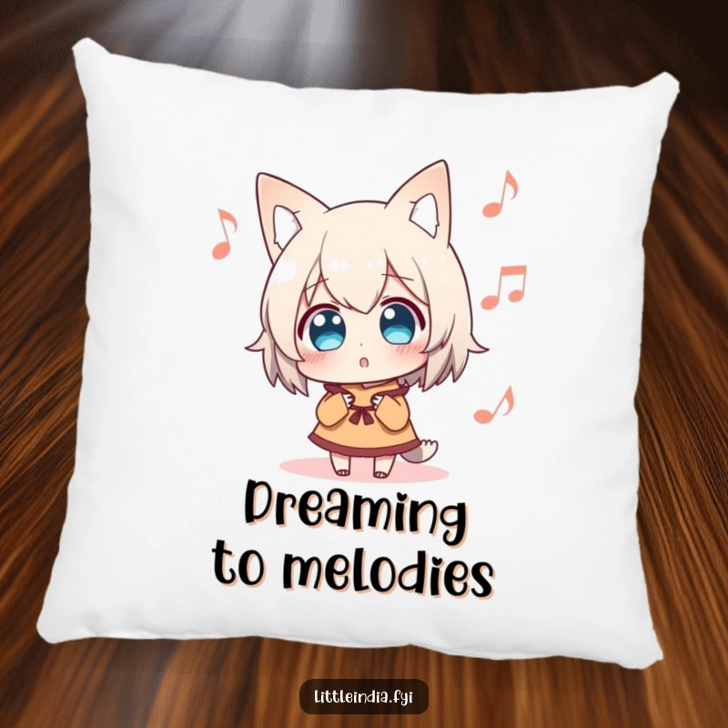 Funny Pillow designed with a surprised character intently listening to distant music, offering comfort and a whimsical, auditory-themed visual.