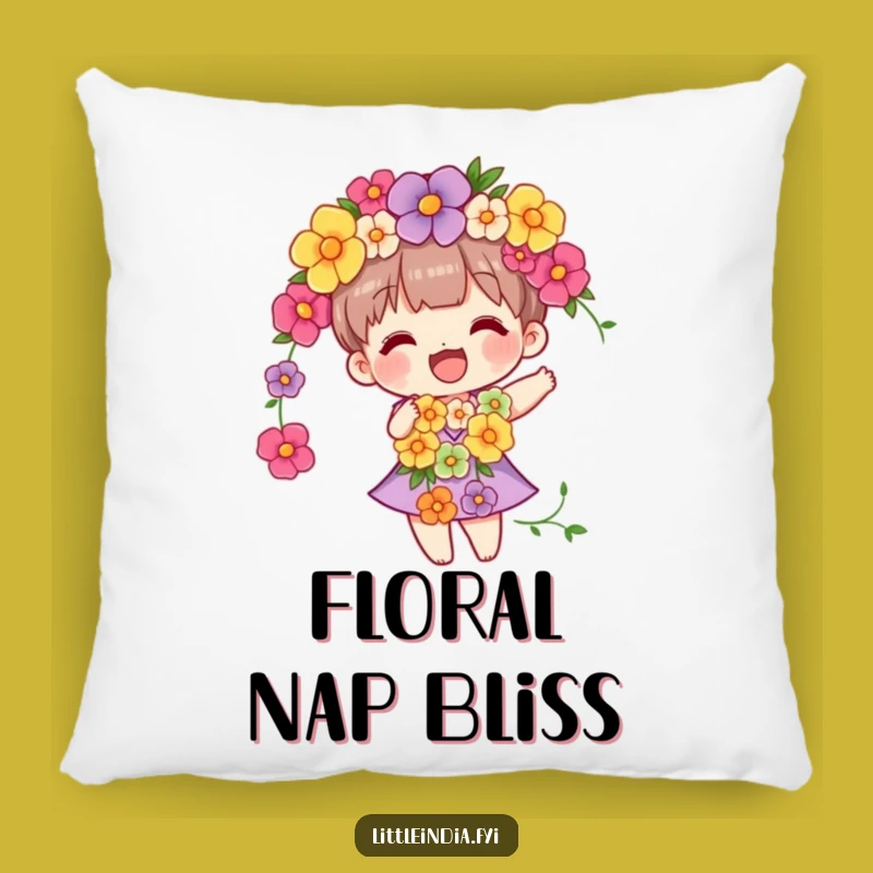 Funny Flower Garland Character Pillow - Comfortably Blooming with Laughter!