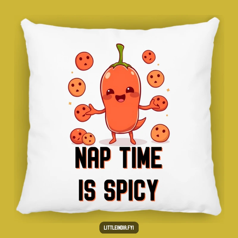 Funny Chili Pepper Juggling Idlis Pillow - Comfy laughs for your couch!