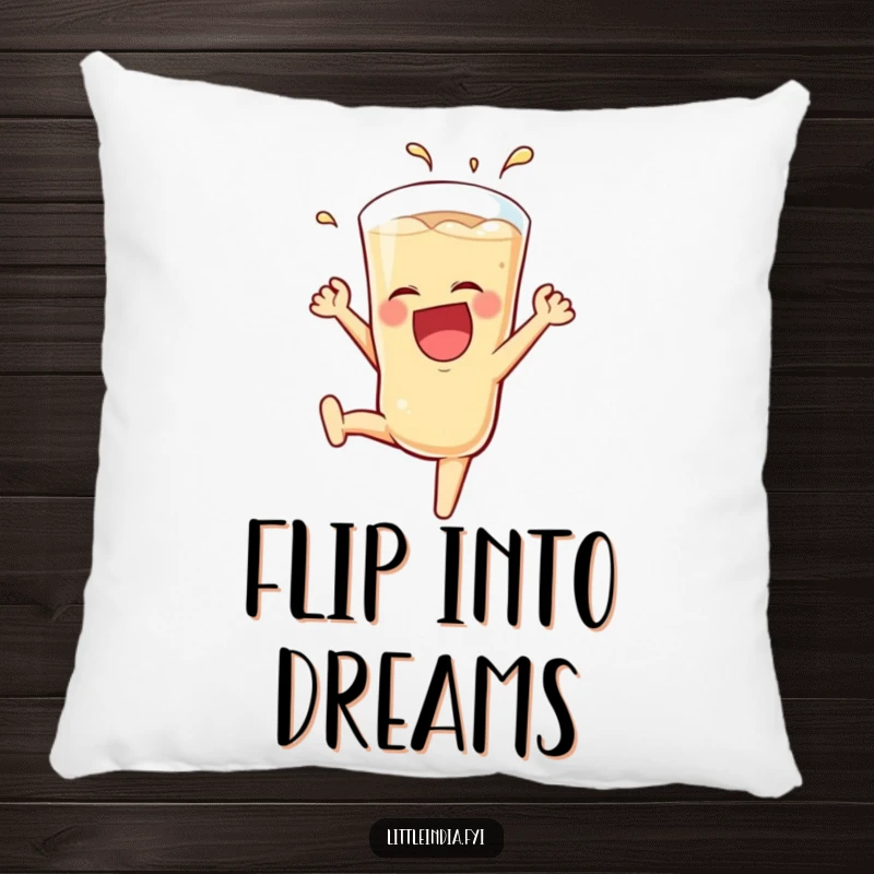 Funny Teh Tarik Pillow with a plush, laughing glass character doing a somersault, designed for comfort and humorous appeal.