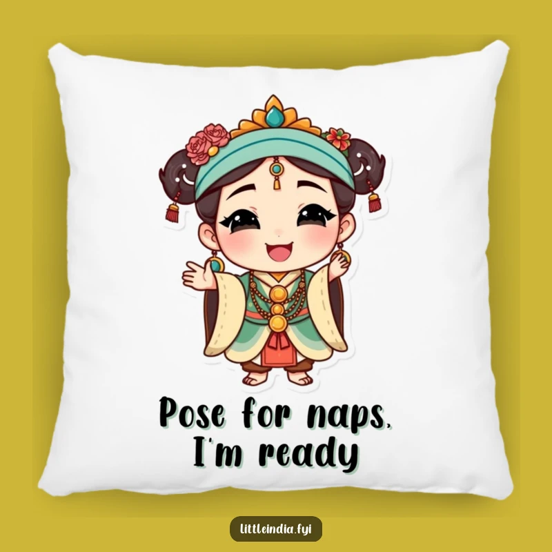 Funny Elegance Pillow: Cultural Character Cushion - Soft & Graceful Decor