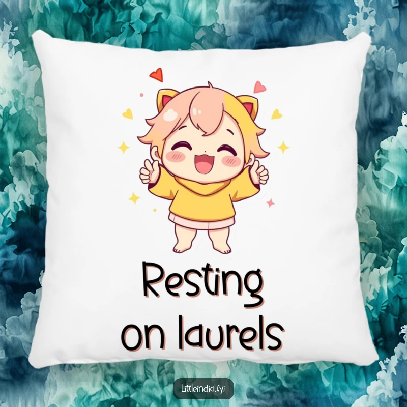 Funny Pillow: Holding a cheerful character in a vibrant, celebratory pose, offering plush comfort and joyful decor.