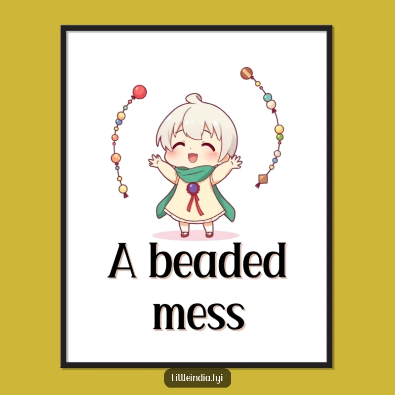 Funny Bead Juggling Digital Art: Hilarious Character Print for Instant Joy!