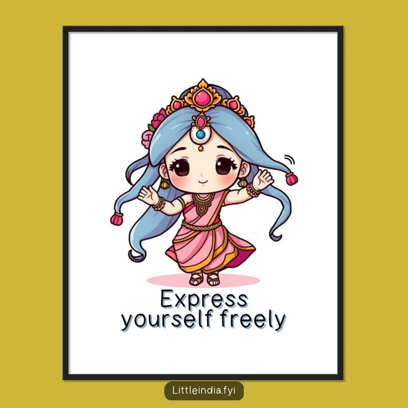 Funny Sari Dancer Digital Art: Printable Character Dancing in Sari, Amazing Funny Gift