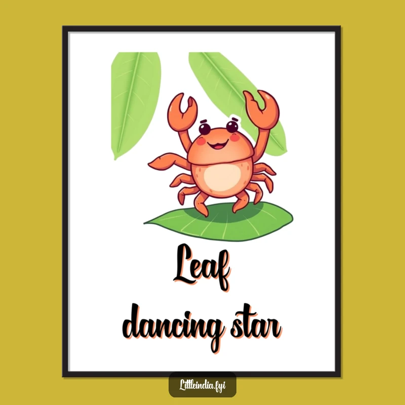 Funny Dancing Crab Banana Leaf Digital Print - Instant Tropical Joy!