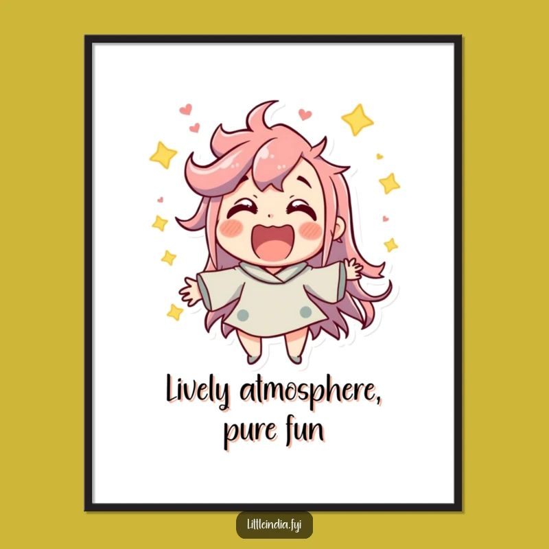 Funny Party Art Print: Digital Jubilant Character - Instant Lively Decor