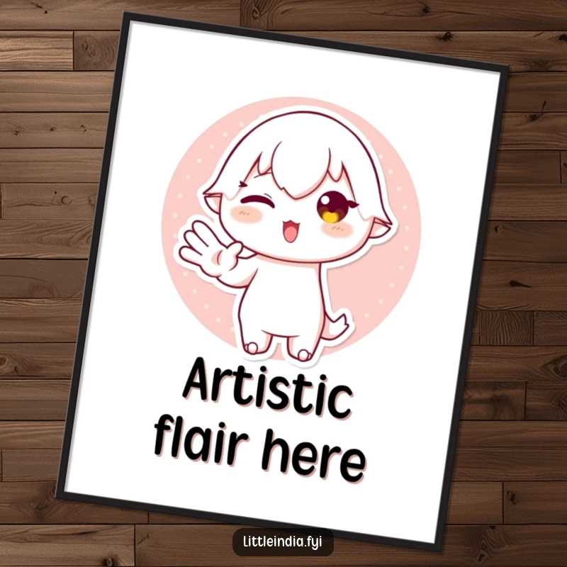 Funny Digital Art Print of a playful character performing a memorable and graceful hand gesture, adding a vibrant and humorous focal point to any digital display or print.