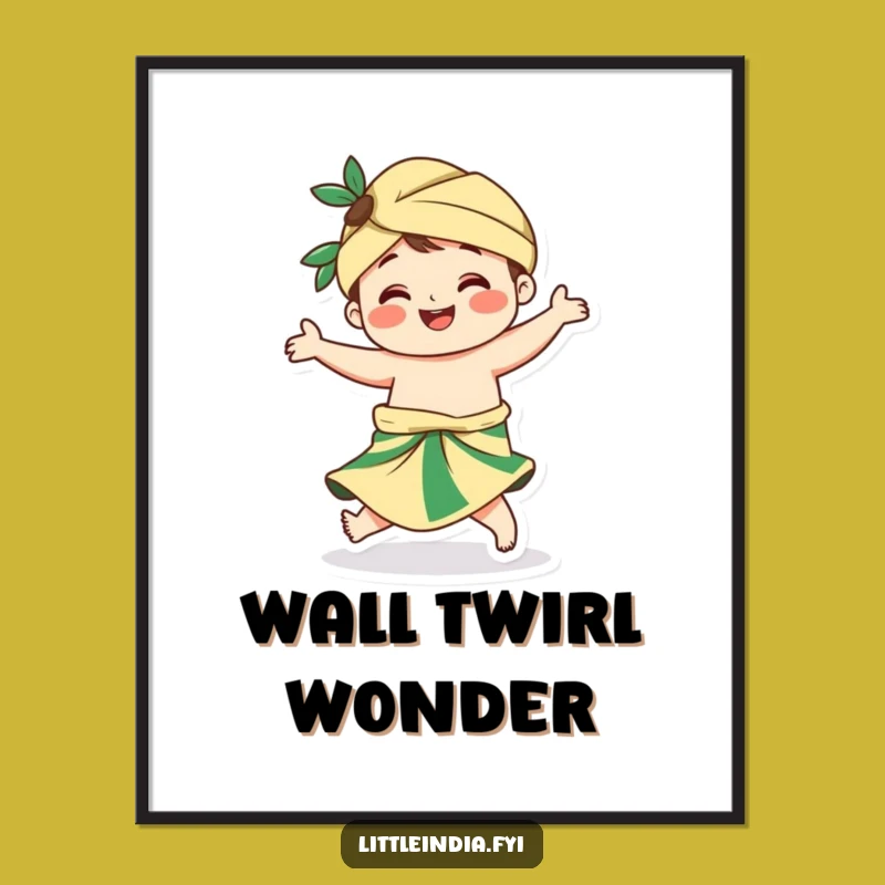 Funny Sarong Twirling Character Digital Print - Instant Joyful Art for Your Space!