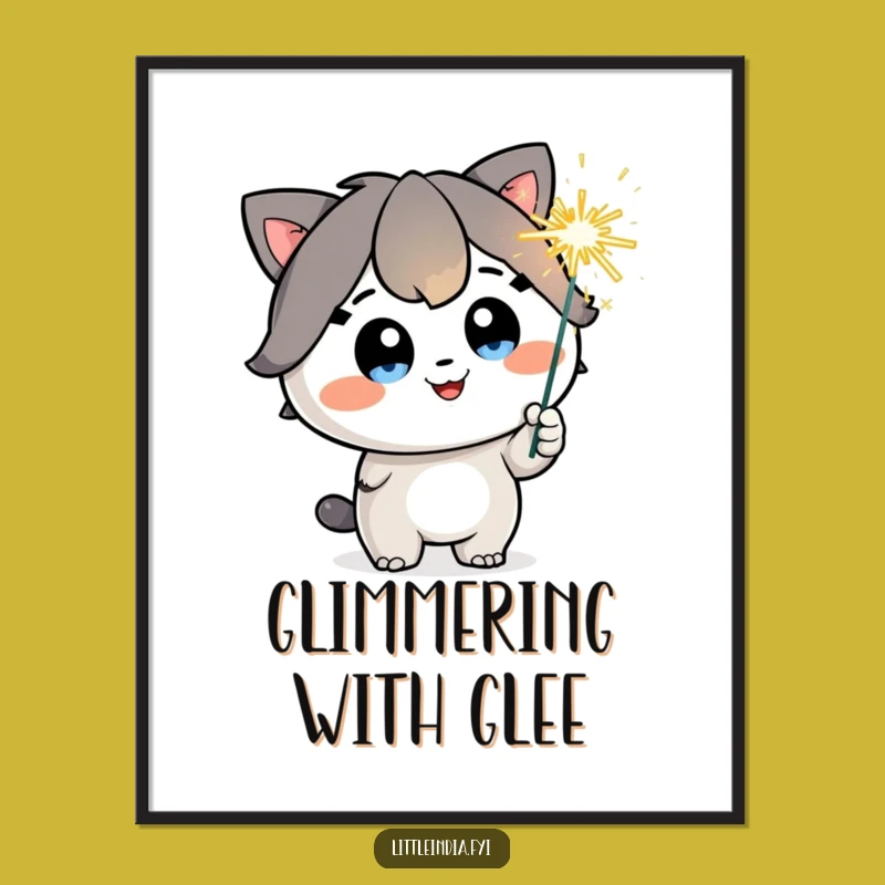 Funny Sparkler Joyful Art Print - Happy Character Digital Download, Festive Gift