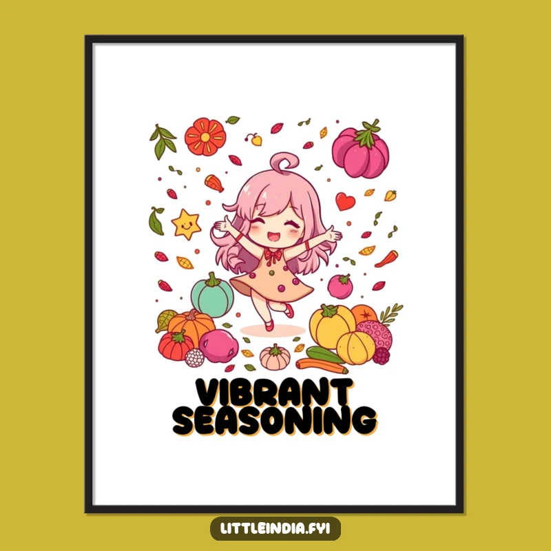 Funny Spice Dancer Art Print: Delighted Character's Colorful Decor, Perfect Funny Gift