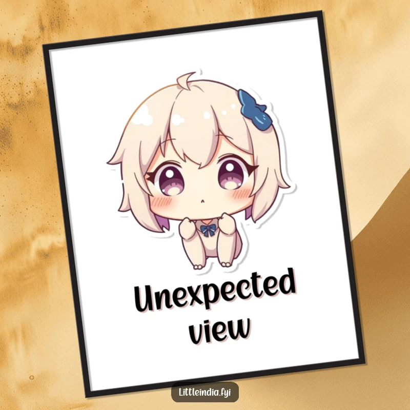 Funny digital art print of a character with a surprised expression, capturing astonishment and humorous reaction.