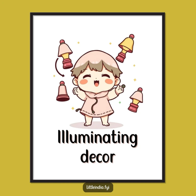 Funny Lamp Juggling Character Digital Print - Instant Humor for Your Walls!