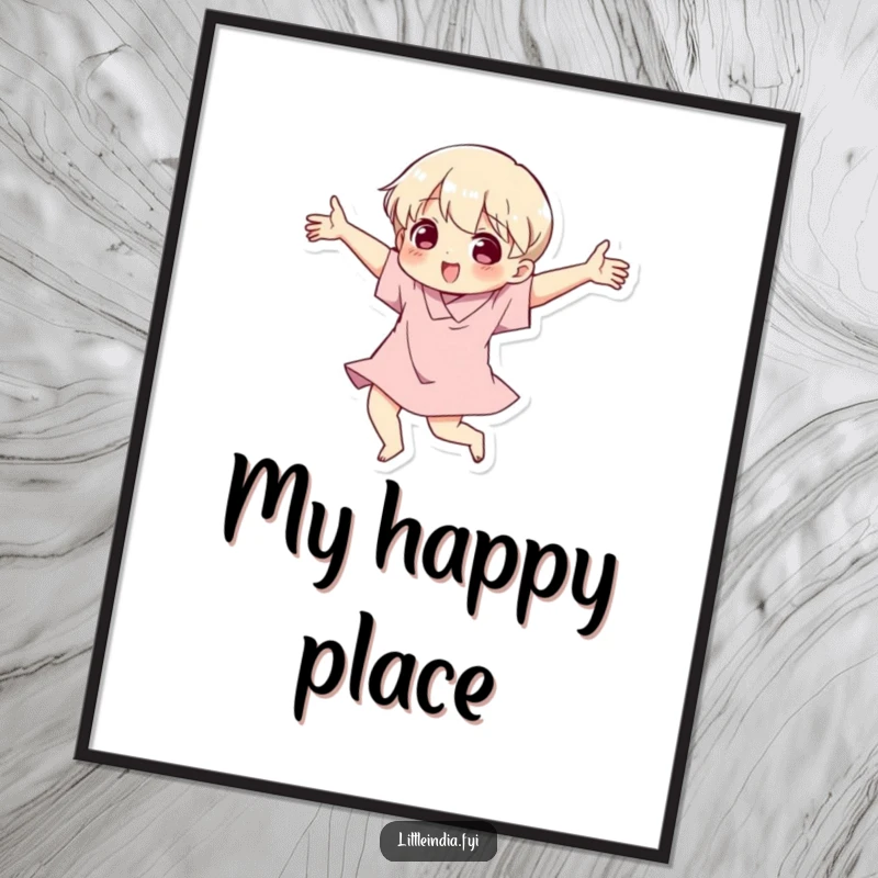 Funny digital art print of a character dancing enthusiastically, with striking, expressive arm movements and vibrant colors.