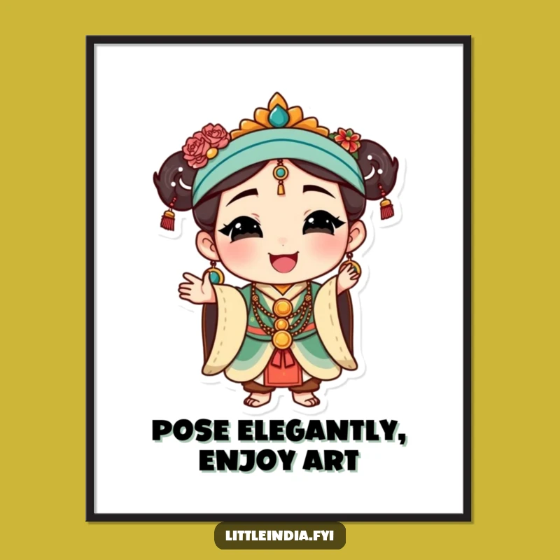 Funny Cultural Art Print: Digital Graceful Character - Instant Elegant Decor