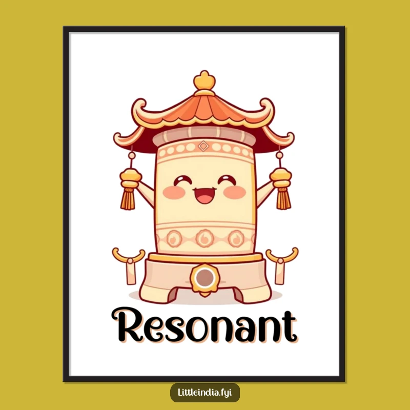 Funny Temple Bell Ringing Digital Print: Instant Joyful Resonance for Your Space