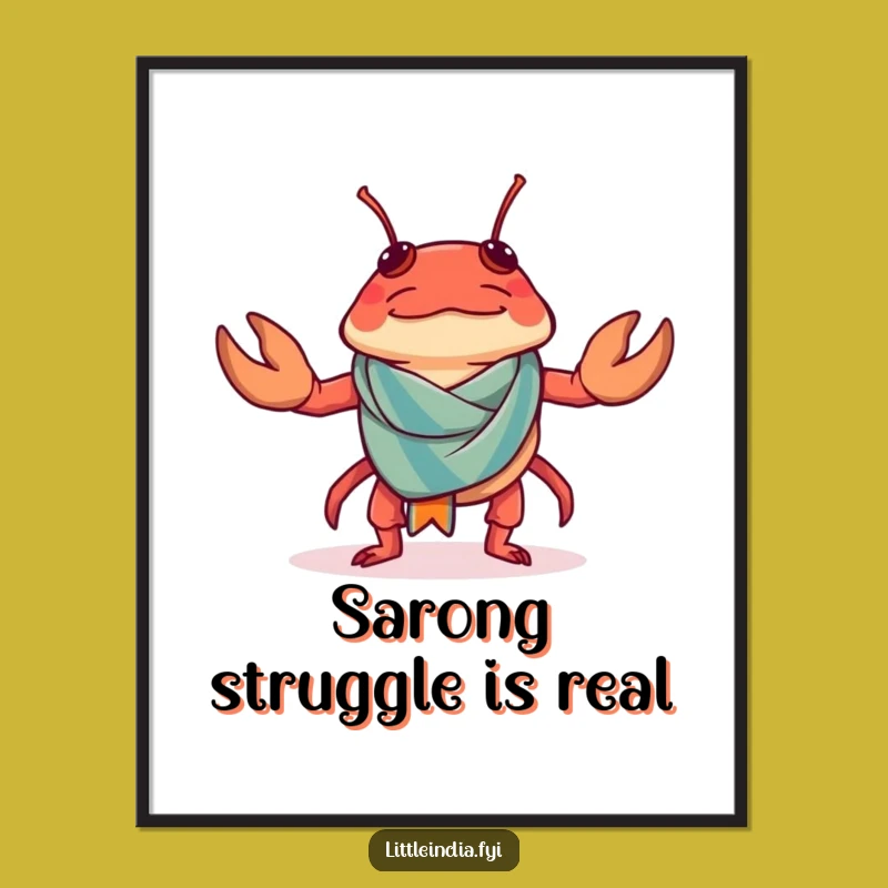 Funny Chilli Crab Digital Art: Sarong Blunder Download, Coastal Funny Gift Decor!