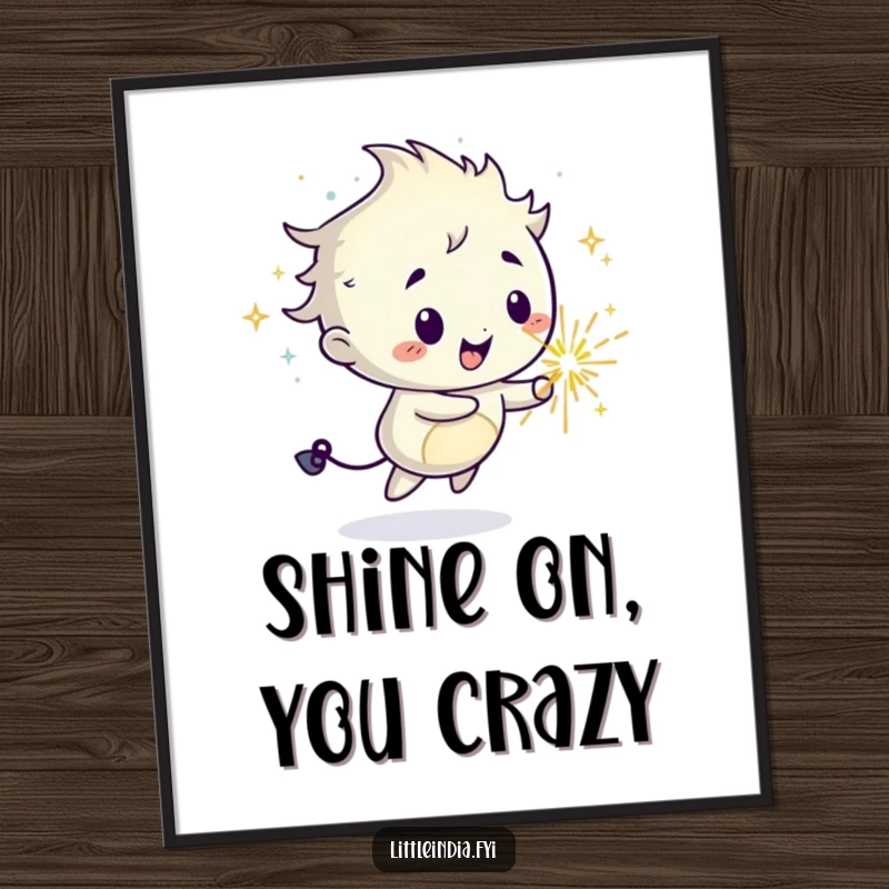 Funny digital art of a mischievous sparkler character creating a spectacular trail of pure, radiant joy.