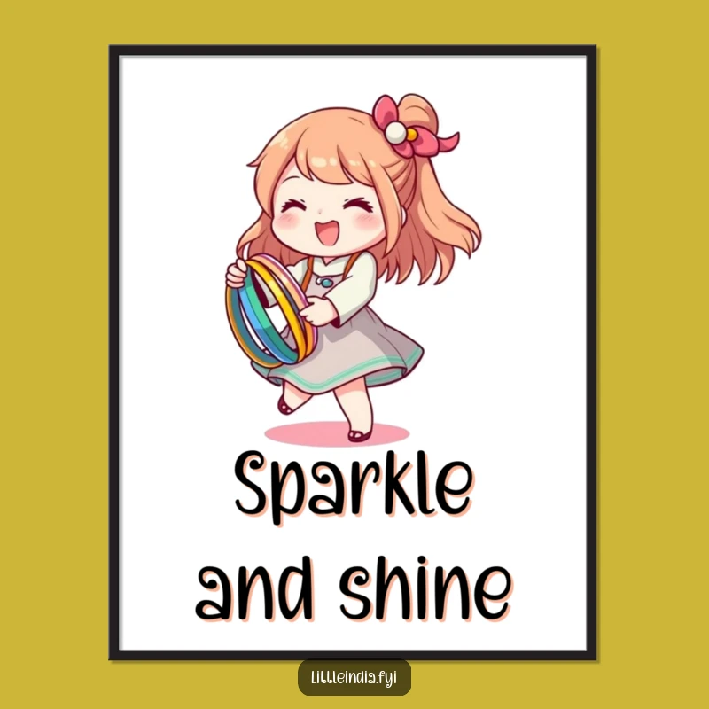 Funny Bangle Twirl Digital Art: Happy Character, Instant Vibrant Decor