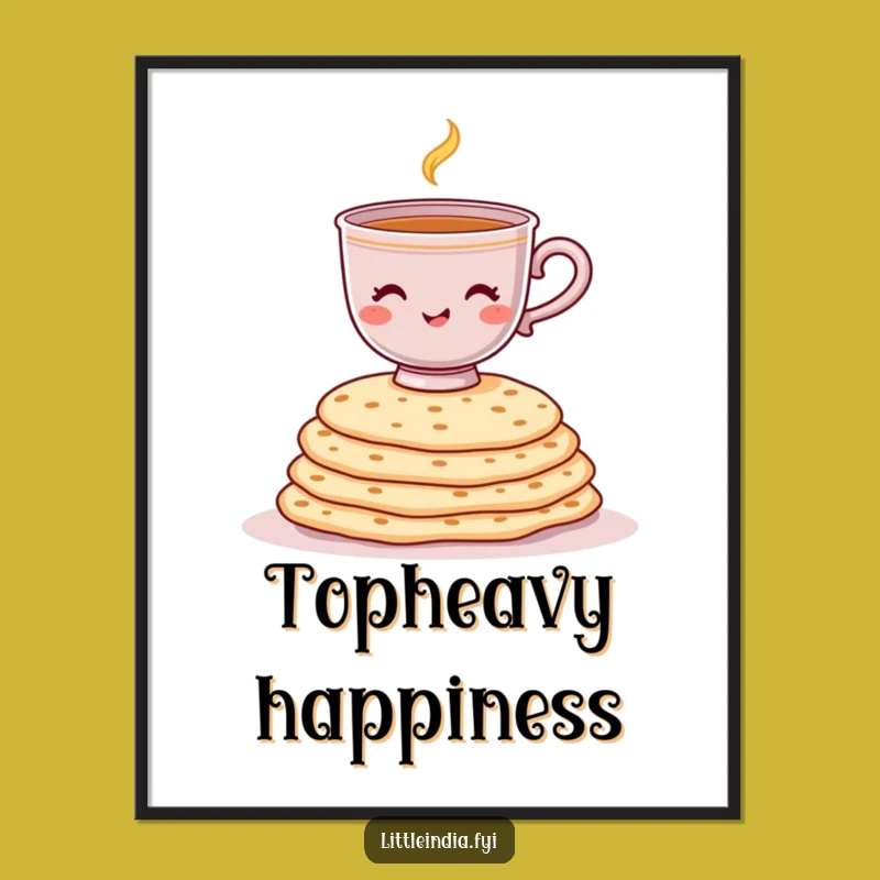 Funny Balancing Chai Digital Art: Whimsical Indian Decor for Your Home