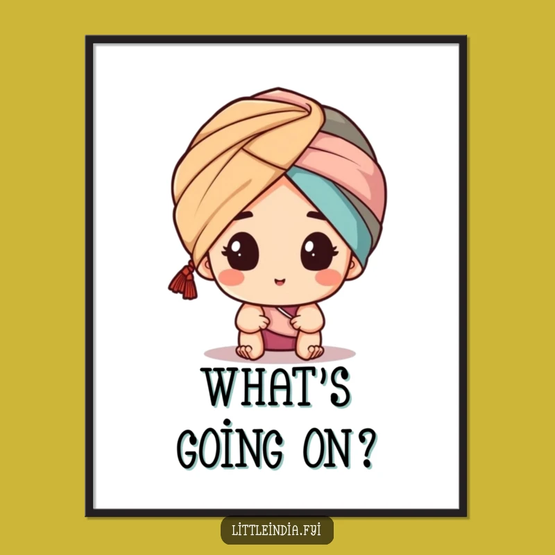 Funny Turban Peeking Digital Art: Printable Character Peeking, Amazing Funny Gift