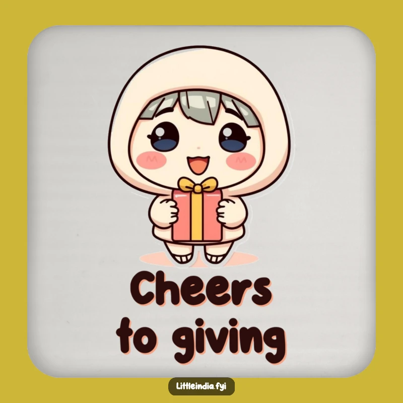 Funny Drink Coaster: Cheerful Character's Gift Design for Festive Tables