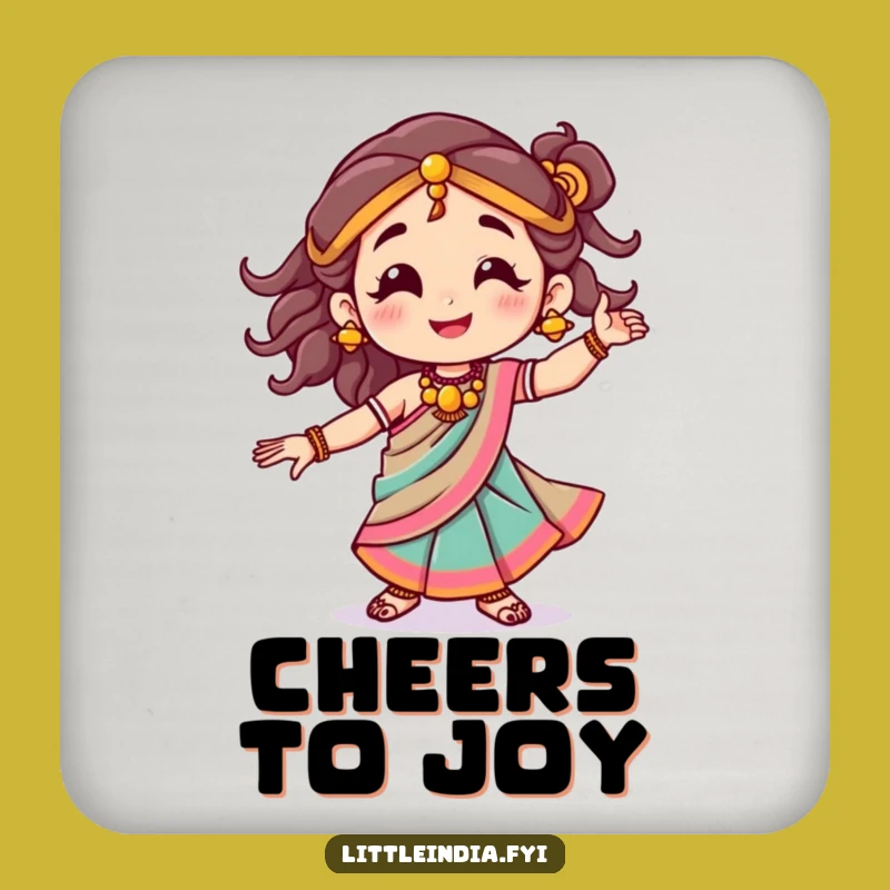 Funny Sari Dance Coasters: Joyful Character, Protect Surfaces with Celebration