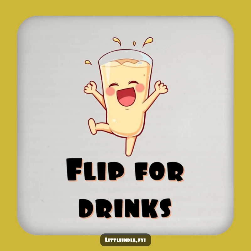 Funny Teh Tarik Coaster: Protect Surfaces with Laughing Glass Somersault Art - Quirky Funny Gift!