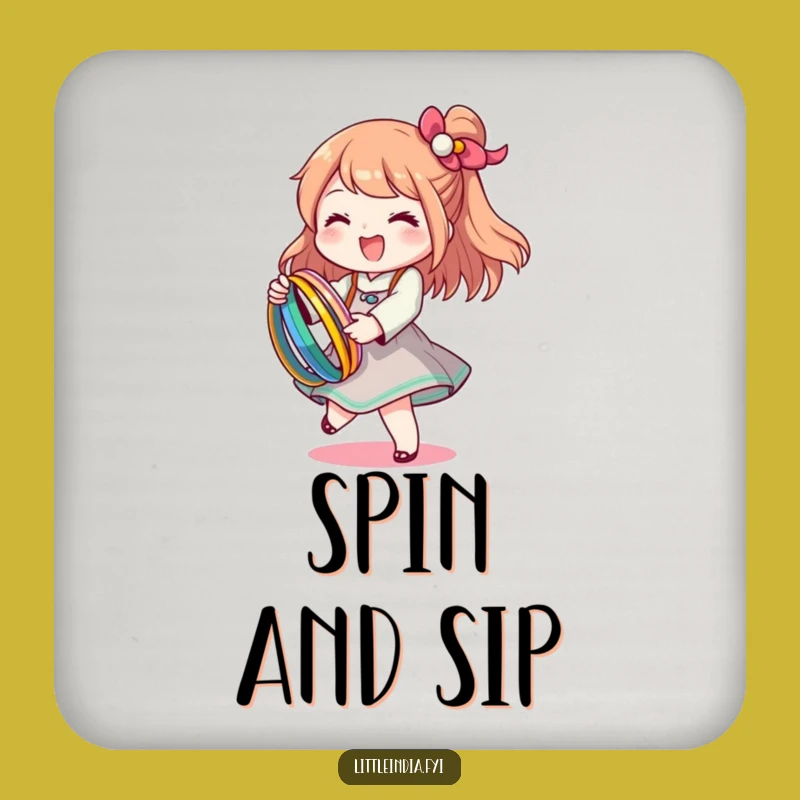 Funny Bangle Twirl Coasters: Happy Character, Protect Surfaces with Sparkle