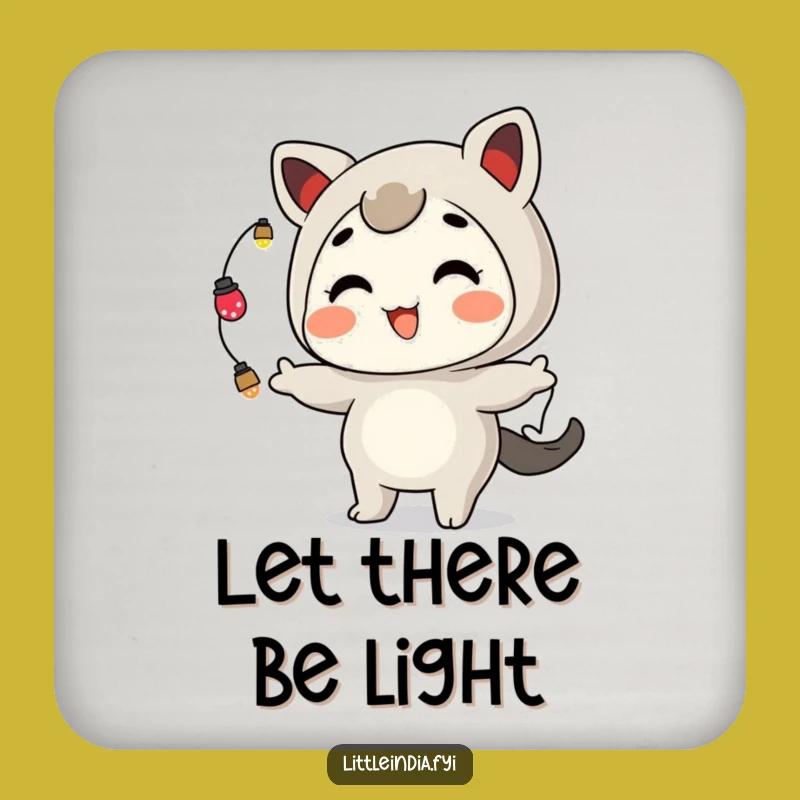 Funny Drink Coaster: Juggling Lights by Playful Character for Festive Tables