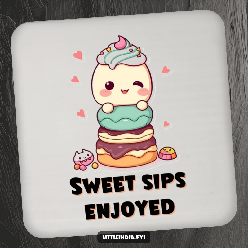Funny Coaster: A giggling character offering sweet treats, protecting surfaces with cheerful flair.