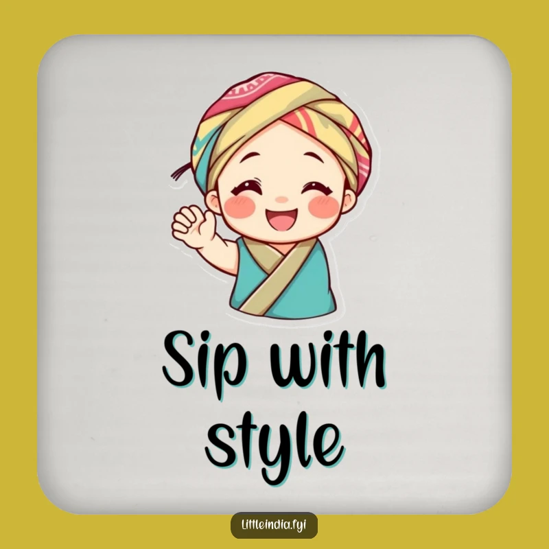 Funny Headwrap Drink Coaster: Joyful Waving Protection, Perfect Funny Gift!