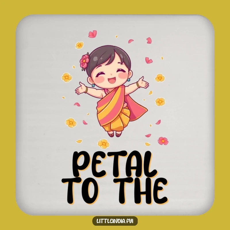 Funny Joyful Sari Coaster - Humorous Festival Gift for Festive Table Protection