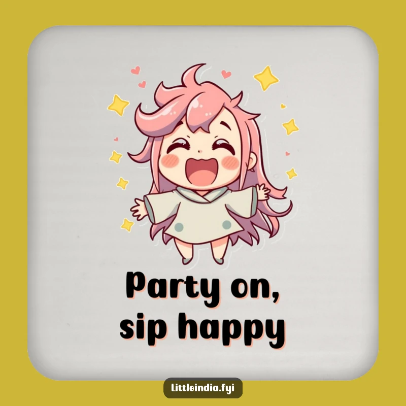 Funny Party Coaster: Jubilant Character Protection - Lively Table Decor