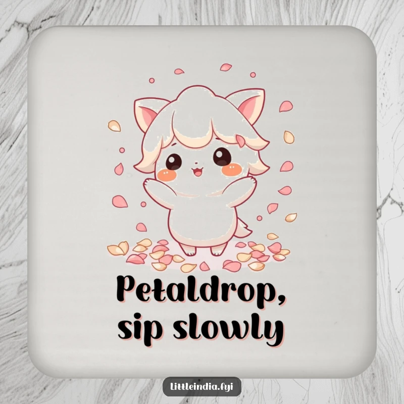 Funny Petal Coaster: Playful character scattering petals, protecting surfaces with a gentle and whimsical design.